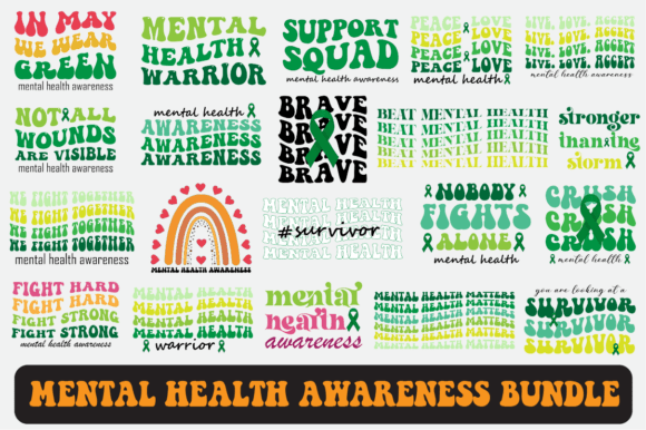 Mental Health Awareness Day SVG Bundle: Graphics for Crafts & Content