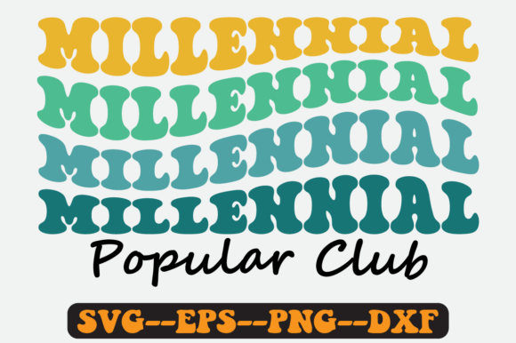 Millennial Popular Club Groovy Retro SVG: Graphics for Crafts & Content